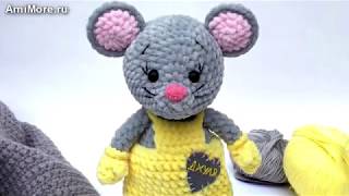 Амигуруми: схема Мышонок в комбезе. Игрушки вязаные крючком - Free crochet patterns.