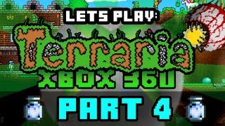 Lets Play Terraria : Xbox 360 Edition | Part 4 Cloud In a Bottle + Bucket Helmet!