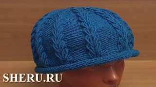 Вязаная спицами шапочка шляпка Урок 63 часть 1 из 3 Спицы