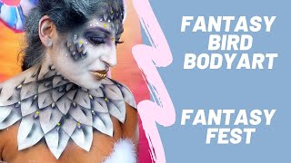 Fantasy Bird transformation with airbrush body painting | Fantasy Fest 2019 | Lana Chromium