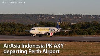 Turn Back Crime - AirAsia Indonesia (PK-AXY) departing on RW03 at Perth Airport.