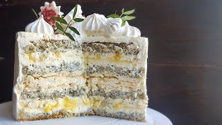 Вкуснейший МАКОВЫЙ ТОРТ с лимонным курдом и БЕЗЕ?POPPY SEED cake