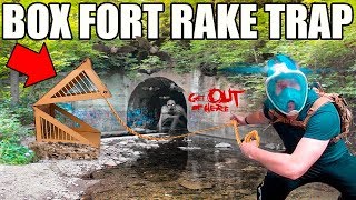 24 HOUR BOX FORT RAKE TRAP!! ?? Scary Abandoned Tunnel Challenge