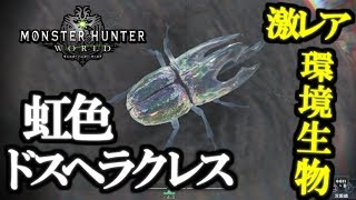【MHW】実況解説!! 虹色ドスヘラクレス 入手方法 - 環境生物 激レア 入手場所  トロフィー「虹色の輝き」  モンスターハンター ワールド