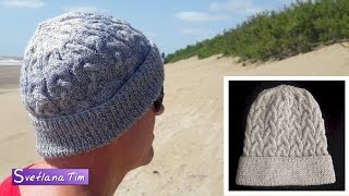 Как связать мужскую шапку спицами. Вязание мужской шапки # 505