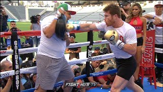 SPEED & POWER! CANELO ALVAREZ'S FULL MEDIA WORKOUT FOR GENNADY GOLOVKIN!