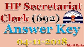 Answer Key - HP Secretariat Clerk (692) 2018