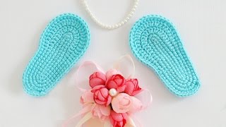 ♥ Вяжем крючком пинетки Часть 1 - Подошвы ♥ Crochet booties Tutorial 1 ♥ Crochetka Design DIY♥