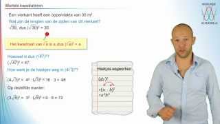 Wiskunde - wortels kwadrateren - WiskundeAcademie.nl