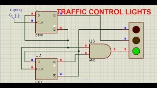 traffic lights using D type flip flop