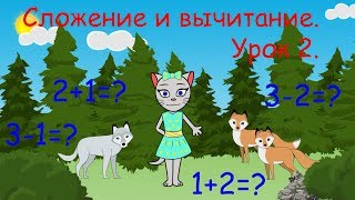 ? Математика с кисой Алисой. Урок 2.  Сложение и вычитание в пределах 3-х. (0+)