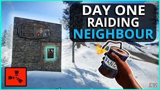 DAY ONE RAIDING My New NEIGHBOUR!! Rust Solo Survival Gameplay ep1