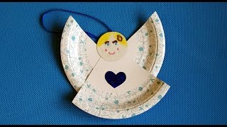 Как сделать ангела из бумажной тарелки. Елочное украшение на новый год своими руками.