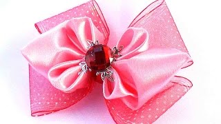 Канзаши Бантик из Ленты /  DIY Kanzashi for Girls / How to Make a Hair Bow out of Ribbon