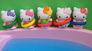 Five Hello Kitty Jumping on the bed compilation - Jumpingonthebed Water Pool Swiming Nursery Rhymes