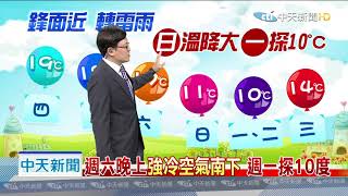 20200213中天新聞　【氣象】鋒面接近 今晚轉雷雨 山區局布濃霧