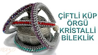 Çiftli küp örgü kristalli bileklik (Double CubicRaw crystal bracelet)