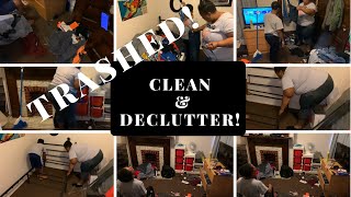 CLEAN & DECLUTTER THIS TRASHED BEDROOM//CLEAN WITH ME // TIME LAPSE // SUPER SATISFYING