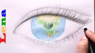 ? Auge mit Erde zeichnen ? How to draw Earth Eye ? как нарисовать глаз землю  ?