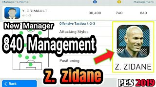 New Manager Z. Zidane ( Y. GRIMAULT) is available in PES 2019 MOBILE