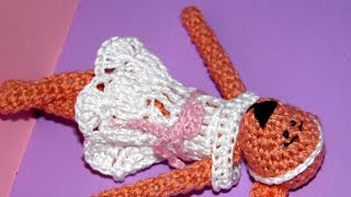 Мишка-малышка в белом платье. Мягкие игрушки своими руками