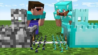 Minecraft battle inside block Noob castle vs Pro castle