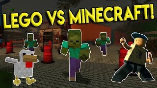 MINECRAFT ZOMBIES VS LEGO CHARACTERS! - Left 4 Dead 2 Gameplay - Nerf, Lego, Minecraft Mod
