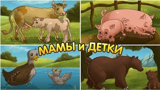 Домашние животные мамы и их детеныши. Видео для детей
