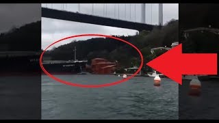 Cargo Ship Hits Mansion House & Destroys In Istanbul Bosphorus Turkey