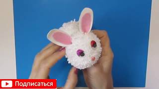 Беленький пушистый пасхальный кролик своими руками. Поделки из ниток.Игрушки своими руками.