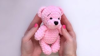 Мишка крючком из плюшевой пряжи. Часть 1. Подробный МК