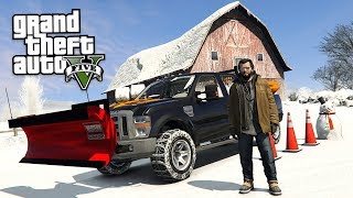 GTA 5 Real Life Mod #55 - DRIVING A SNOW PLOW TRUCK!! (GTA 5 Mods)
