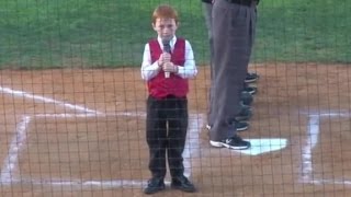 Boy battles hiccups to sing amazing rendition of anthem