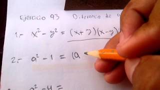 Ejercicio 93 Factorizacion de Diferencia de cuadrados Perfectos Ejercicios 1 2 y 3