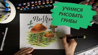 Учимся рисовать маркерами | Рисуем грибы