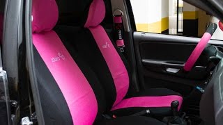 Kit Capa para Banco, Capa para Volante e Protetor de Cinto Rosa