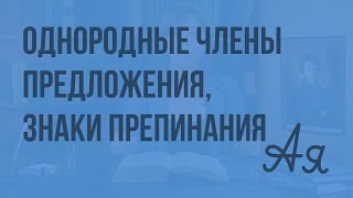 Однородные члены предложения, знаки препинания при них. Видеоурок по русскому языку 8 класс