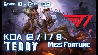 T1 Teddy MISS FORTUNE vs JHIN ADC - Patch 10.2 KR Ranked