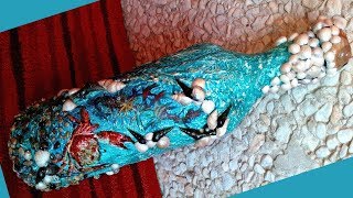 DIY ДЕКОР БУТЫЛКИ В МОРСКОМ СТИЛЕ