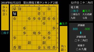 [将棋] 棋譜並べ 大石直嗣 七段 vs. 三浦弘行 九段 第31期竜王戦ランキング２組 2018-02-22