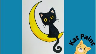 Как нарисовать кошку на луне / How to draw a cat on the moon