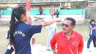 Indian wushu coach Biramani teaching self defence to girls | Wushu training in India