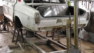 ГАЗ 24-10  Установка на стапель - опрокидыватель.