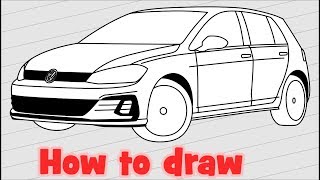 How to draw a car Volkswagen Golf GTI 2018