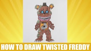 How to draw Twisted Freddy, FNAF, Как нарисовать Твистед Фредди, ФНАФ