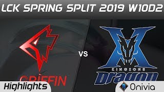 GRF vs KZ Highlights Game 2 LCK Spring 2019 W10D2 Griffin vs KingZone DragonX LCK Highlights by Oniv