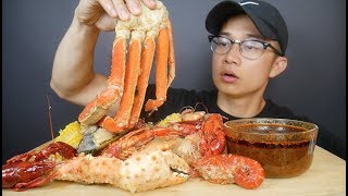 SEAFOOD BOIL WITH NEW BLOVES SMACKALICIOUS SAUCE MUKBANG - KING CRAB LEGS, SHRIMP, MUSSELS | REVIEW