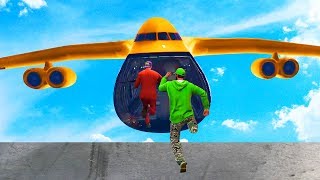 JUMP INTO THE FLYING CARGO PLANE CHALLENGE! (GTA 5 Funny Moments)