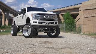 ELEGANT 2017 F350 ON 28S LIFTED WITH ALL WHITE SUSPENSION CRUISES DFW! KING SHOCKS+