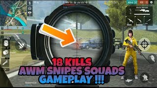 INSANE 18 KILLS AWM SNIPER KILLS GAMEPLAY !! Free Fire Battlegrounds!!!